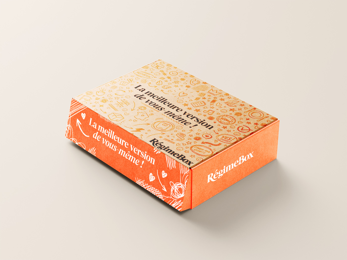 Mockup de la box Régime Box sur un fond clair